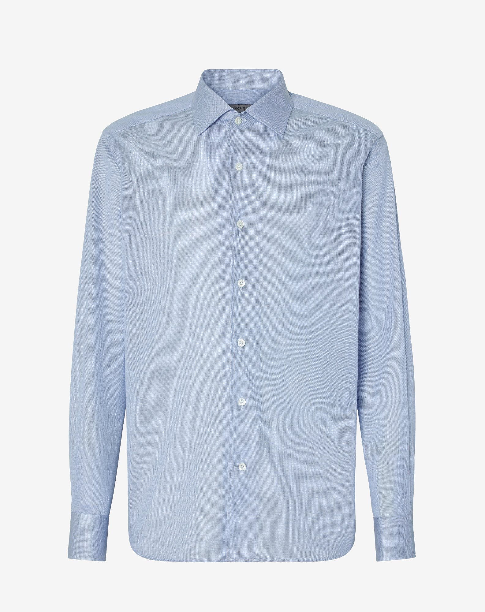 Shirt azzurra in cotone oxford jersey