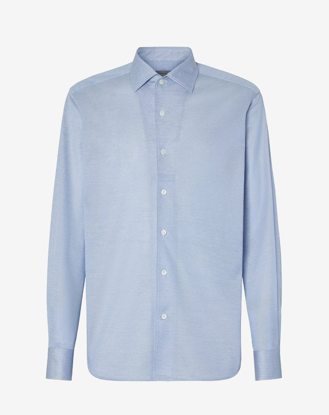 Shirt azzurra in cotone oxford jersey