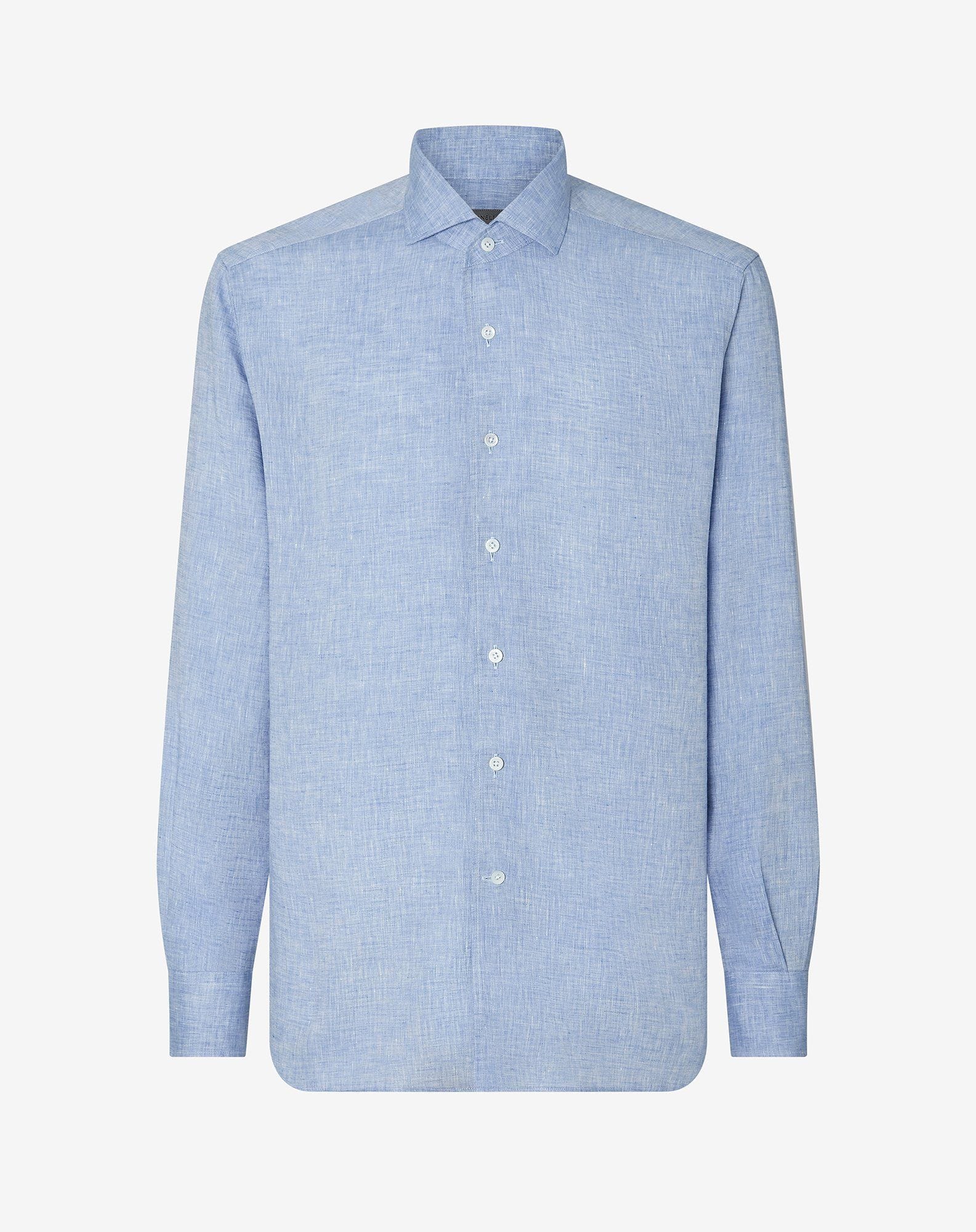 Shirt blu denim in lino chambray