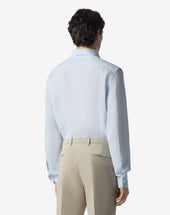 Shirt Azzurra In Lino Chambray