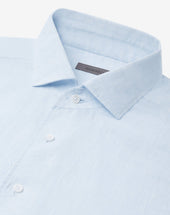 Shirt Azzurra In Lino Chambray