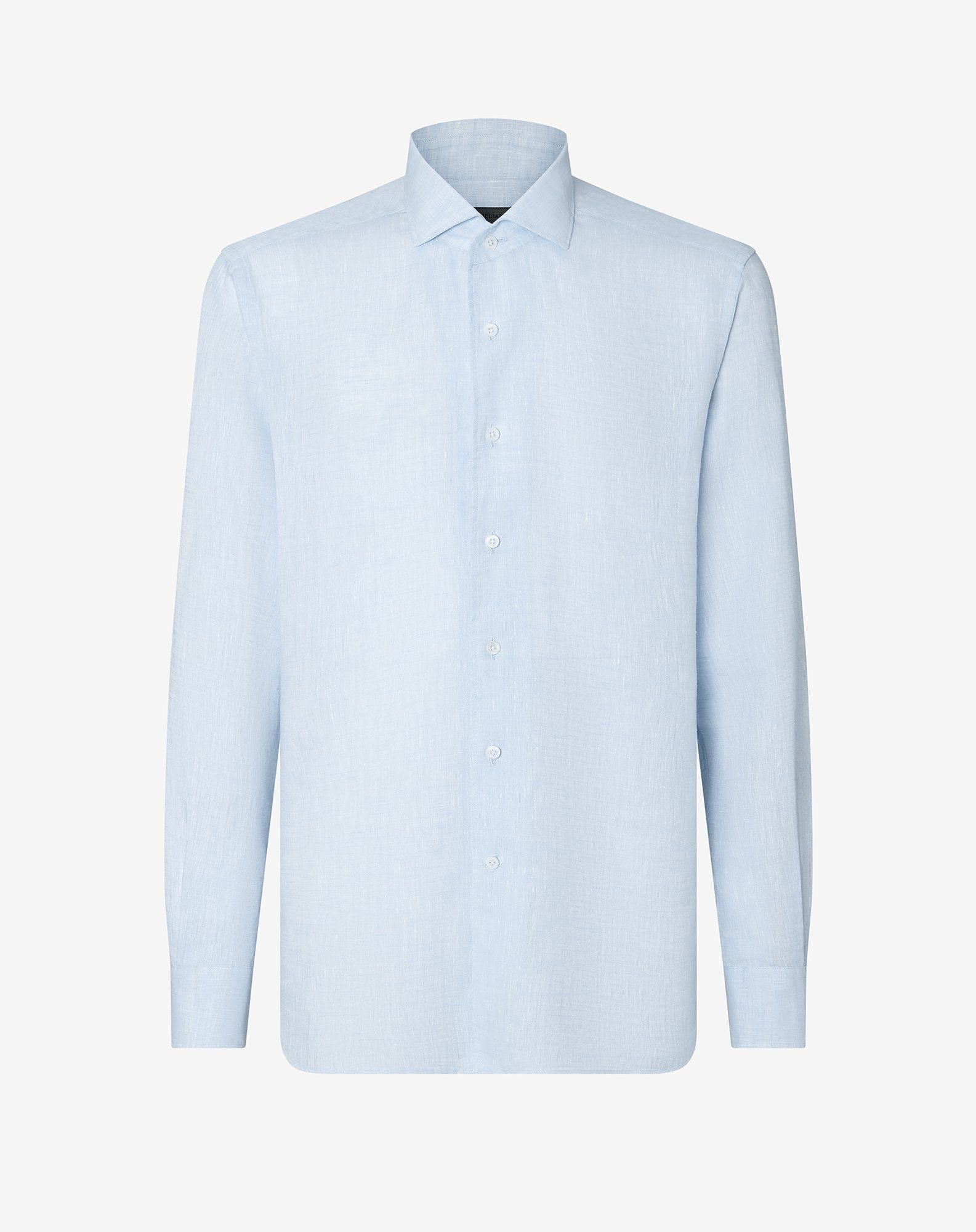 Shirt Azzurra In Lino Chambray