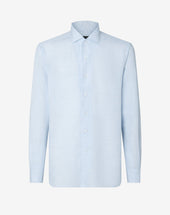 Shirt Azzurra In Lino Chambray