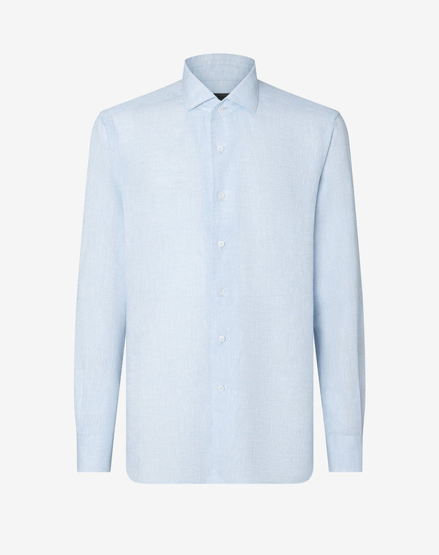 Shirt Azzurra In Lino Chambray