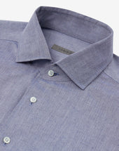 Shirt Denim In Cotone E Lino