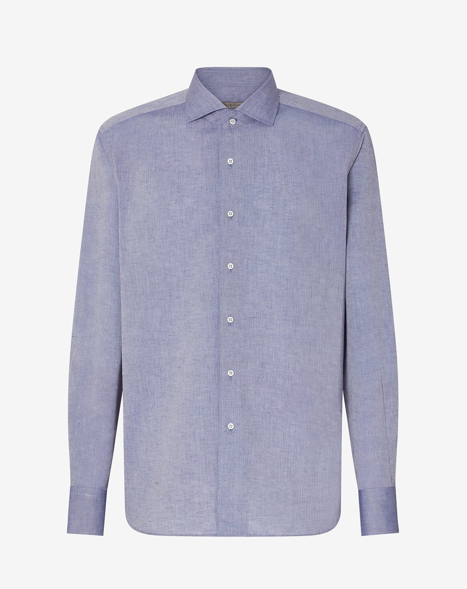 Shirt Denim In Cotone E Lino