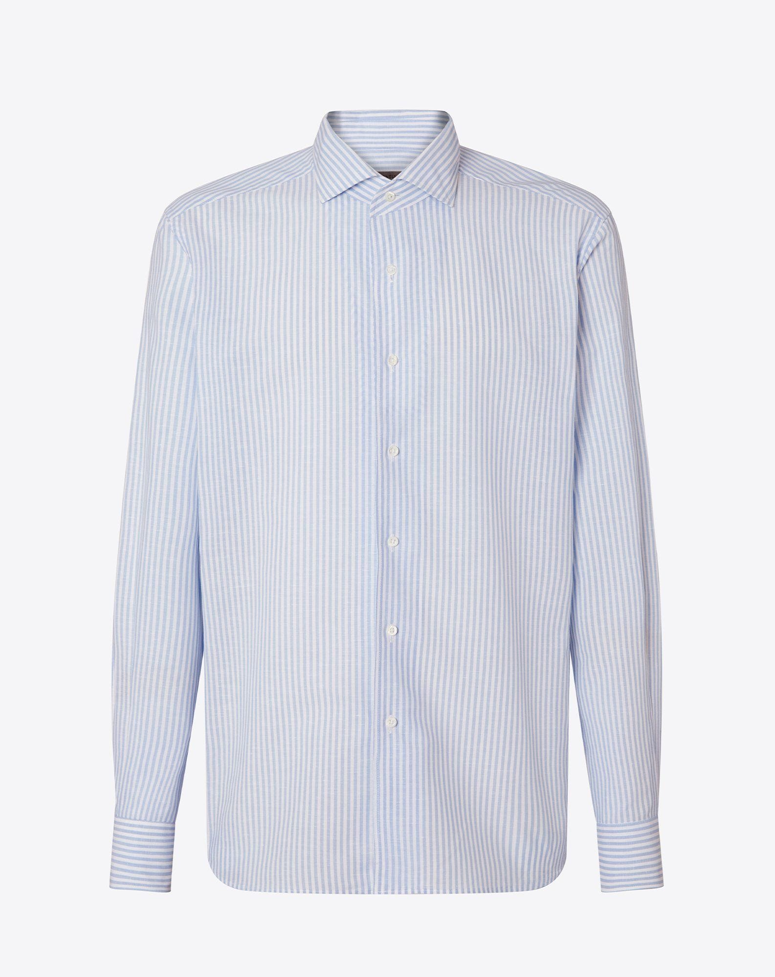 Shirt A Righe In Cotone E Lino