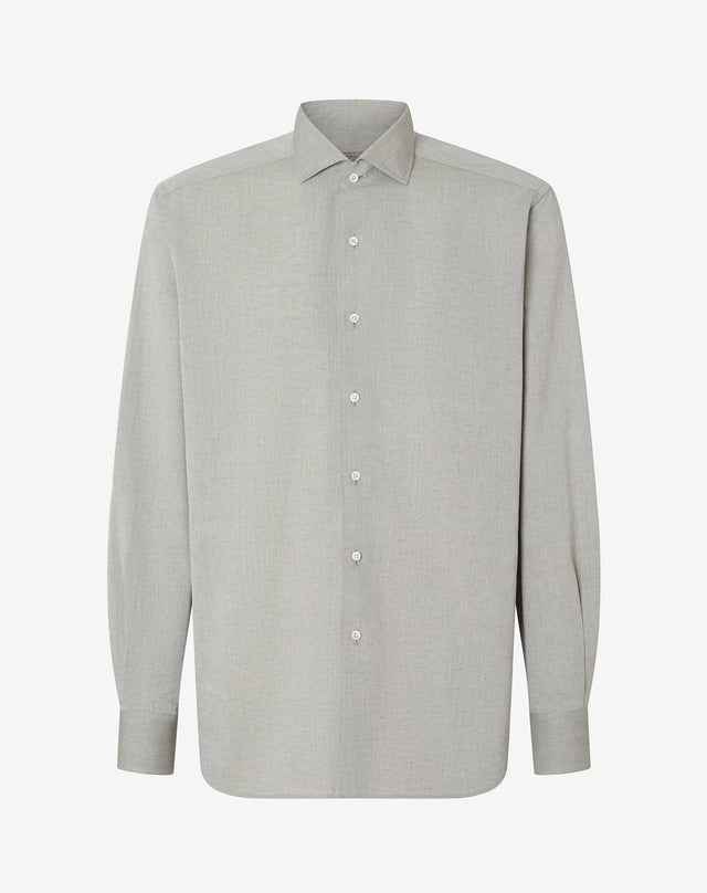 Shirt verde in cotone e lino