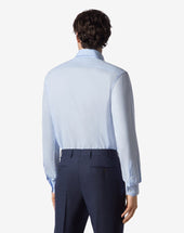 Shirt Azzurra Pin Point In Puro Cotone