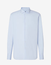 Shirt Azzurra Pin Point In Puro Cotone