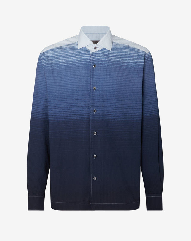Shirt azzurra/blu in cotone effetto sfumato