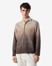Shirt Bianca Marrone In Cotone Effetto Sfumato