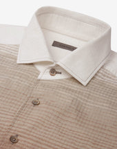 Shirt Bianca Marrone In Cotone Effetto Sfumato