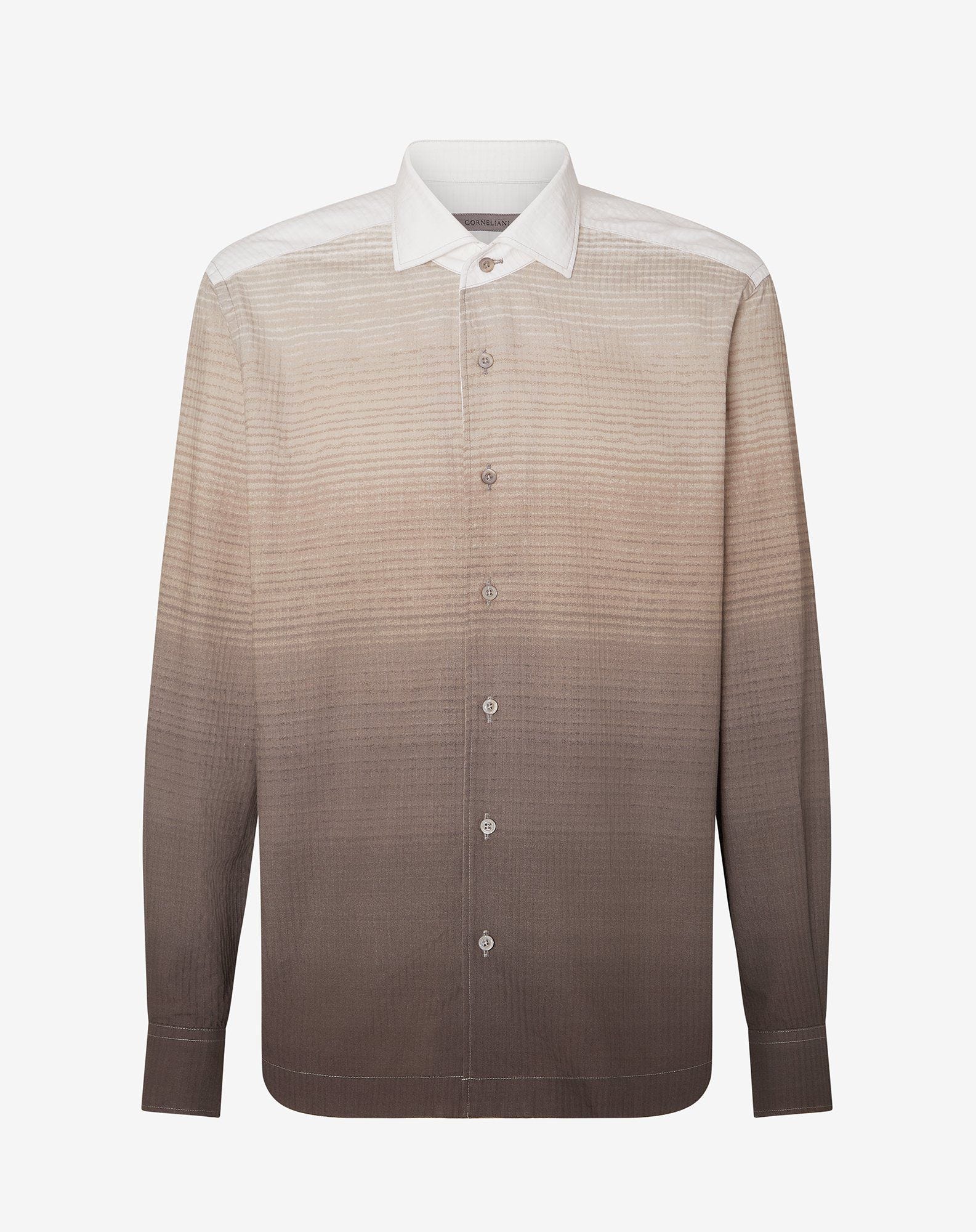 Shirt Bianca Marrone In Cotone Effetto Sfumato