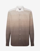 Shirt Bianca Marrone In Cotone Effetto Sfumato