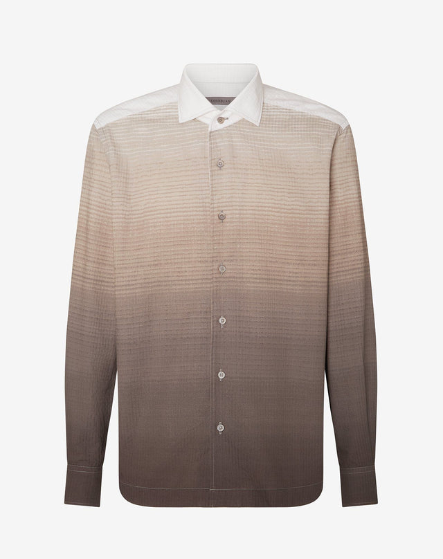 Shirt Bianca Marrone In Cotone Effetto Sfumato