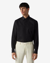 Shirt Nera In Popeline Di Cotone