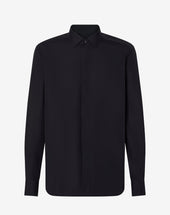 Shirt Nera In Popeline Di Cotone