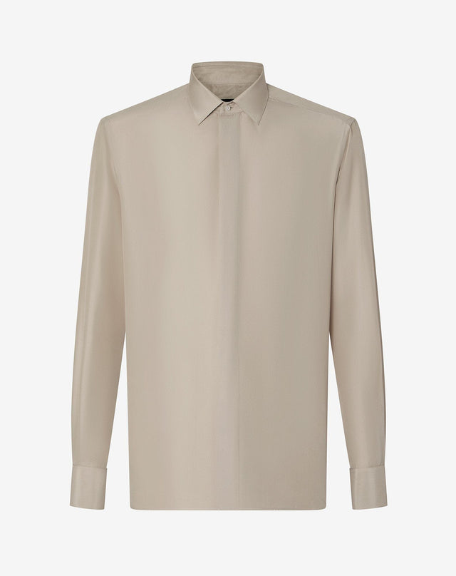 Shirt beige in pura seta