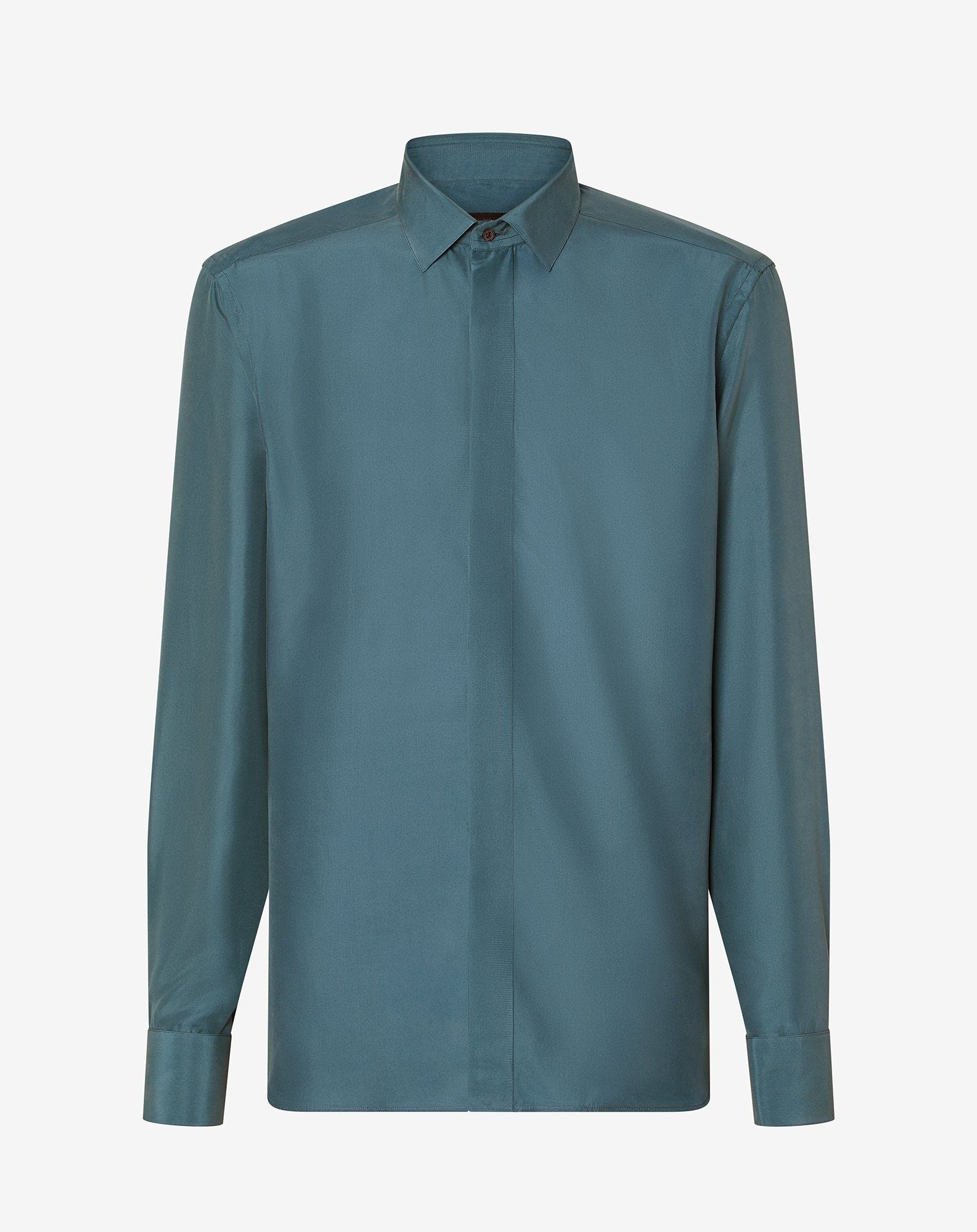 Shirt verde in pura seta