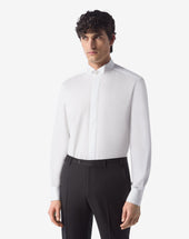 Shirt Bianca In Cotone Con Microriga