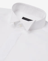 Shirt Bianca In Cotone Con Microriga