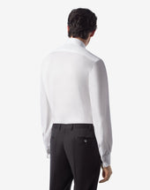 Shirt Bianca In Cotone Con Microriga