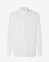 Shirt Bianca In Cotone Con Microriga