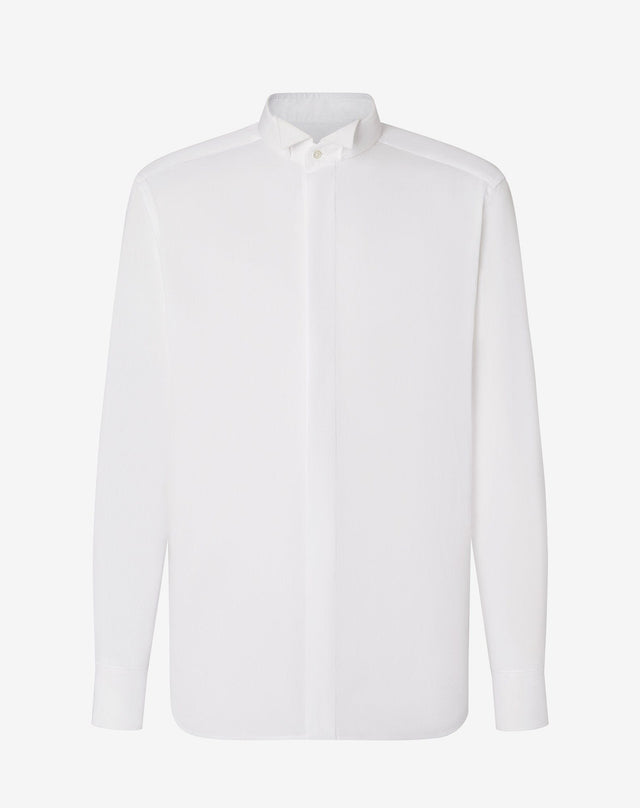 Shirt Bianca In Cotone Con Microriga