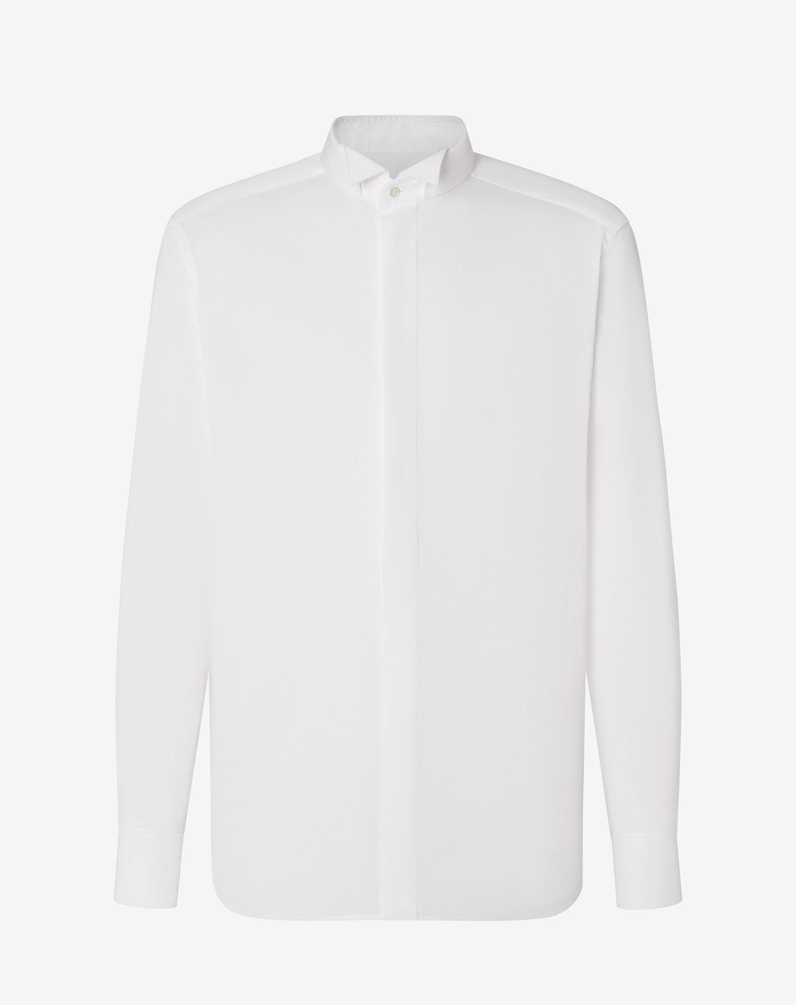 Shirt bianca in cotone con microriga