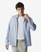 Shirt Microriga Bianca In Cotone Organico Supima