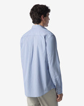 Shirt Microriga Bianca In Cotone Organico Supima