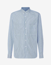 Shirt Microriga Bianca In Cotone Organico Supima