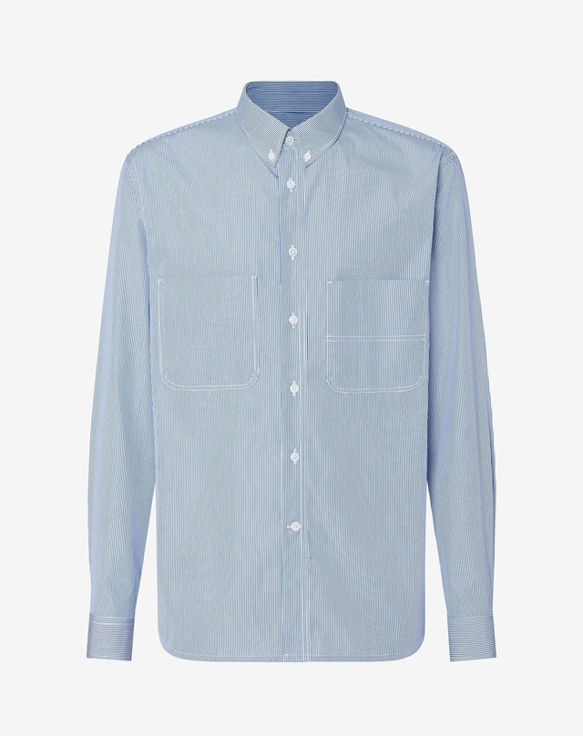 Shirt Microriga Bianca In Cotone Organico Supima