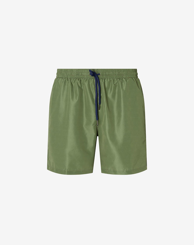 Boxer da bagno verde in popeline tecnico