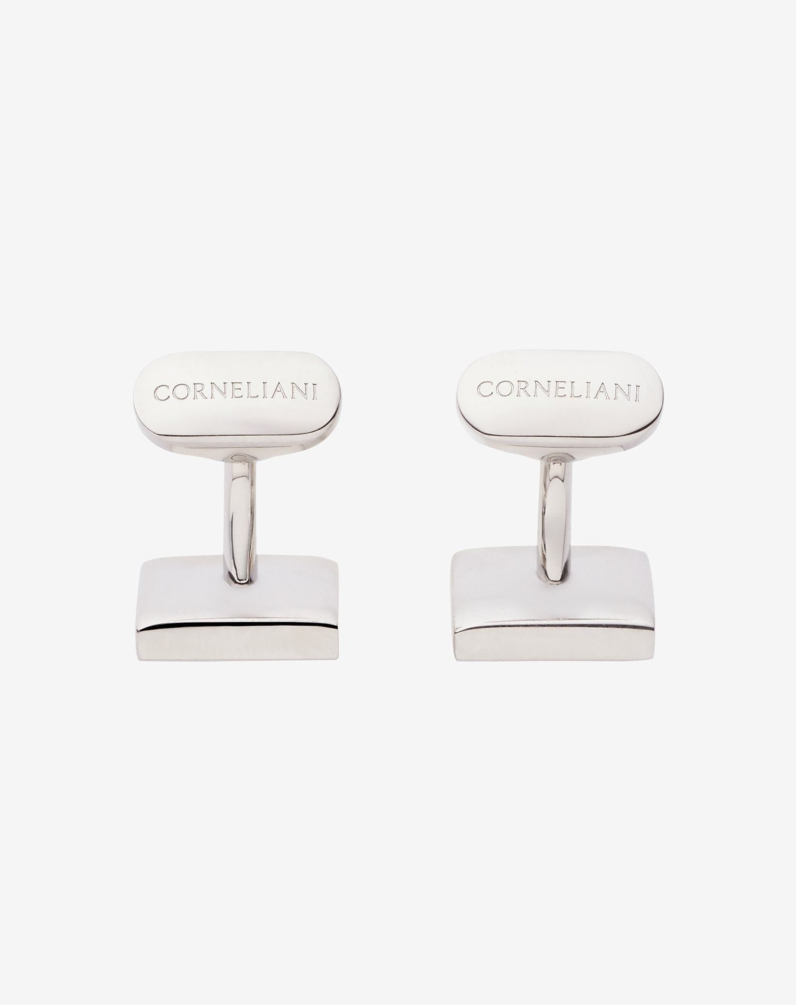 Gemelli In Ottone Squadrati Silver