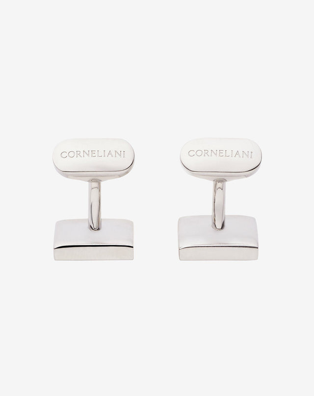 Gemelli In Ottone Squadrati Silver