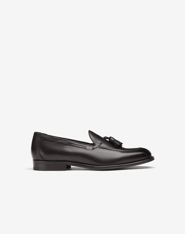 Mocassino tassel marrone in pelle anticata