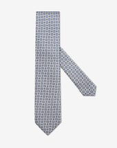 Tie Bianca Azzurra In Pura Seta