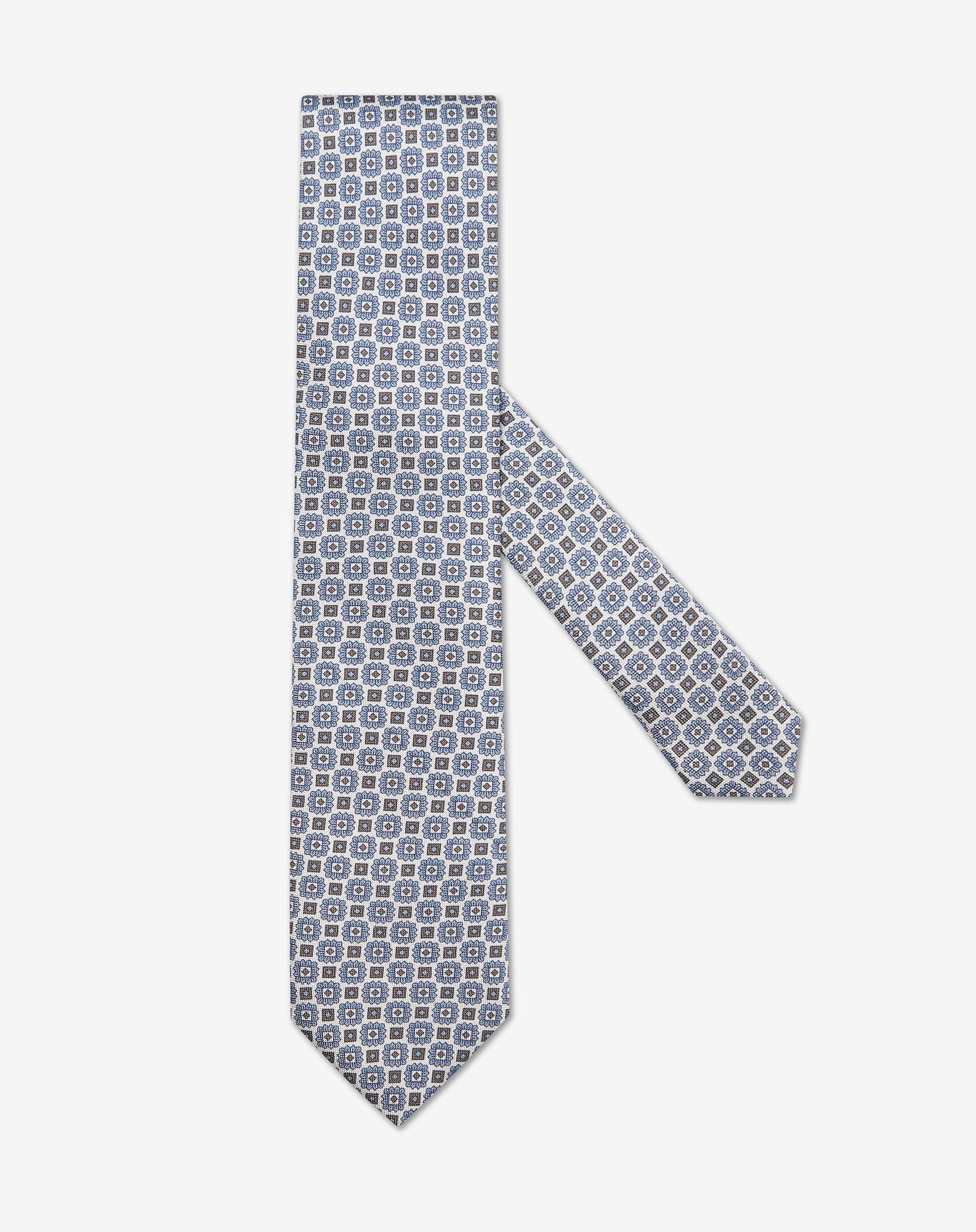 Tie bianca/azzurra in pura seta