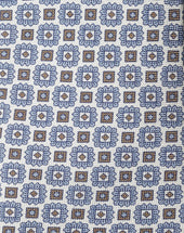Tie Bianca Azzurra In Pura Seta