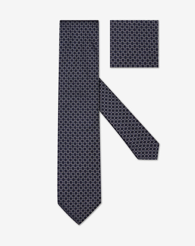 Tie Fantasia Geometrica Bianco In Seta