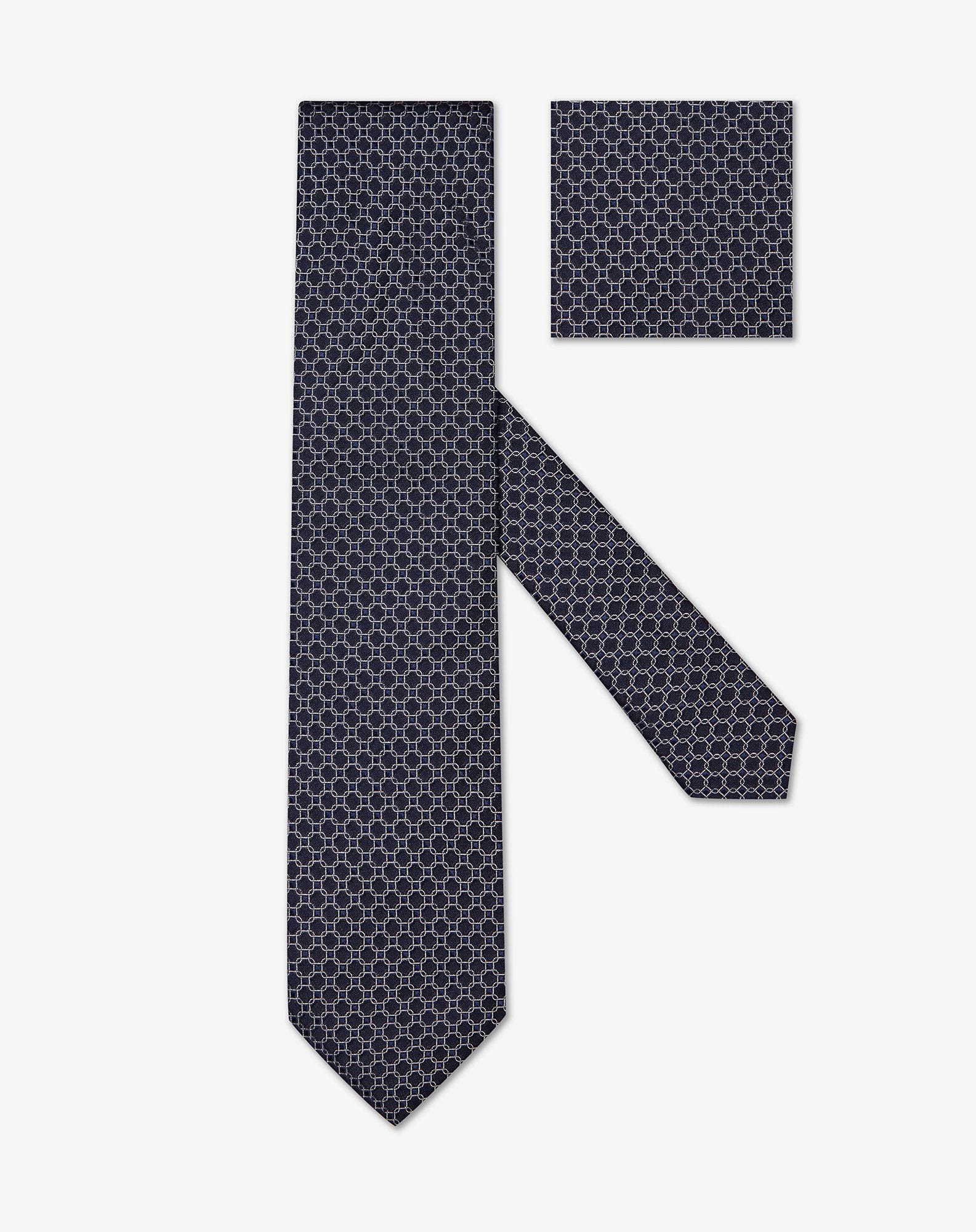 Tie blu fantasia geometrica bianco/blu in seta