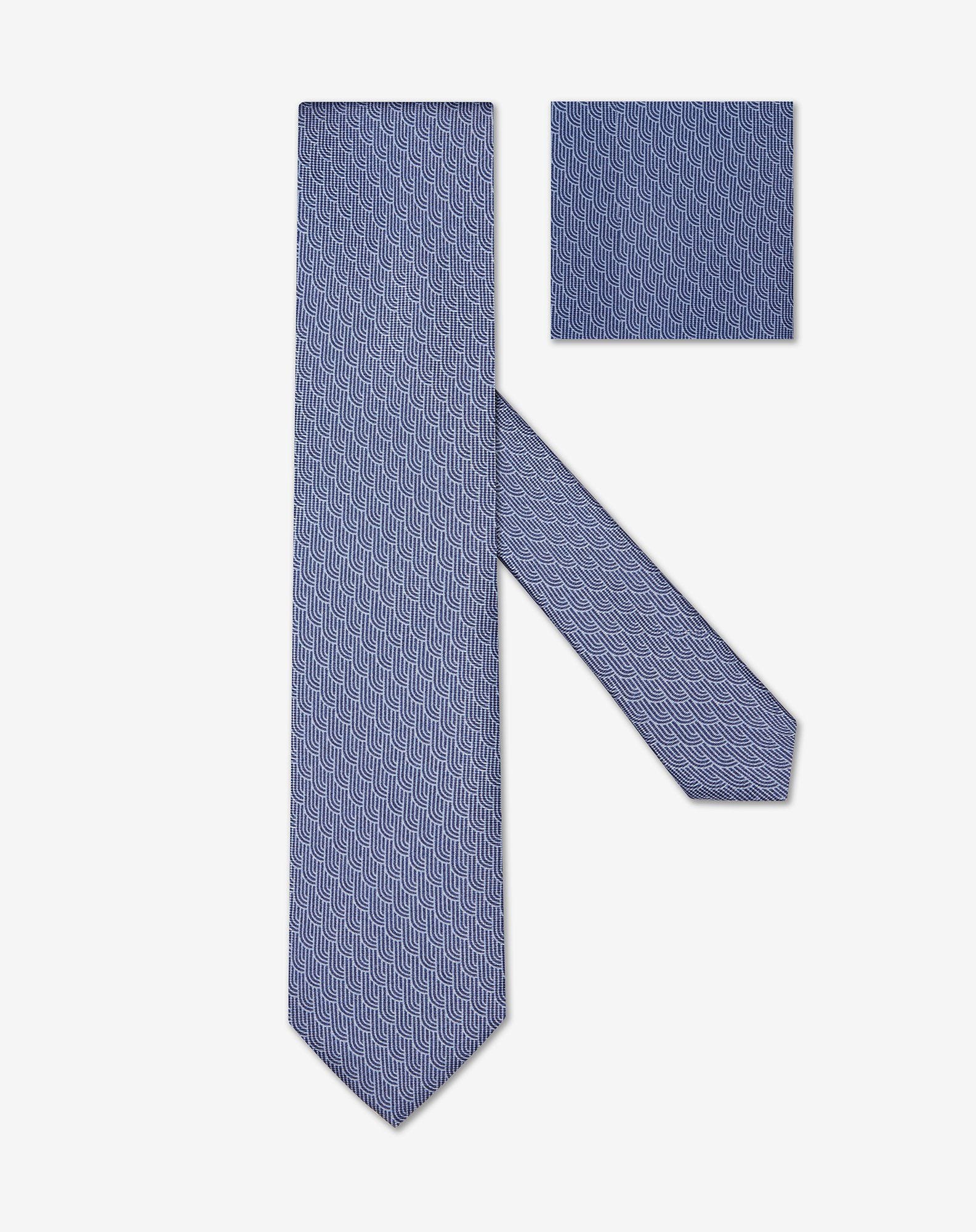 Tie blu in twill di seta stampato