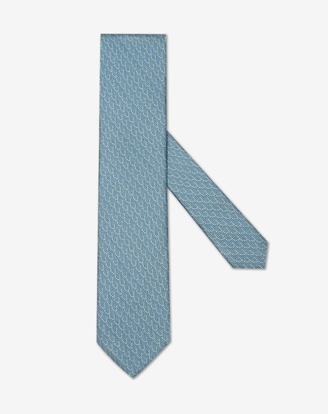 Tie blu cina in twill di seta stampato