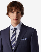 Pochette Uomo Navy In Seta