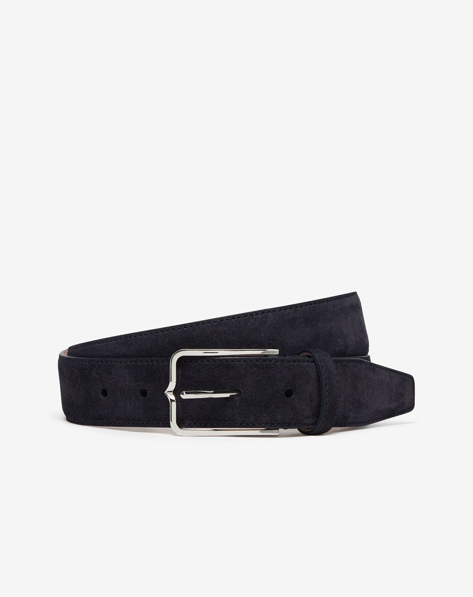 Belt Navy In Suede Con Fibbia Silver