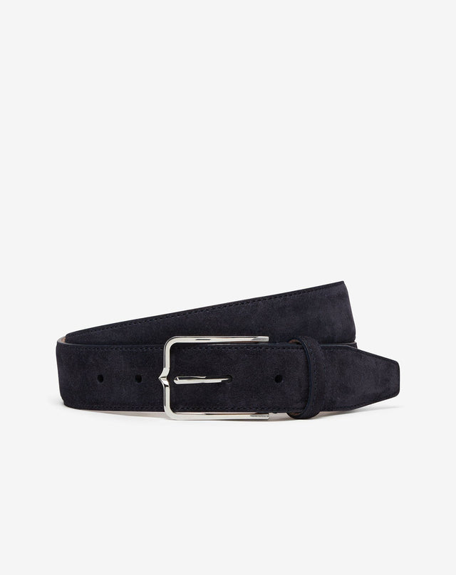 Belt Navy In Suede Con Fibbia Silver