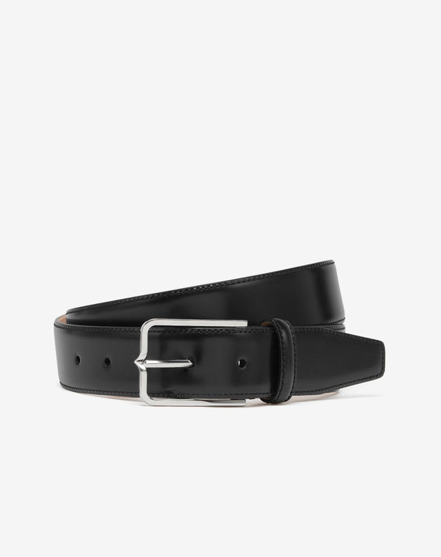 Belt Nera In Pelle Con Fibbia Silver