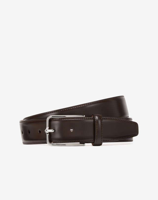 Belt marrone in pelle con fibbia silver
